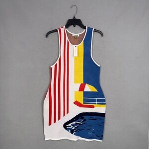 Celandine Dress Womens Size Medium Graphic Knit Pool Beach Tank Mini Preppy